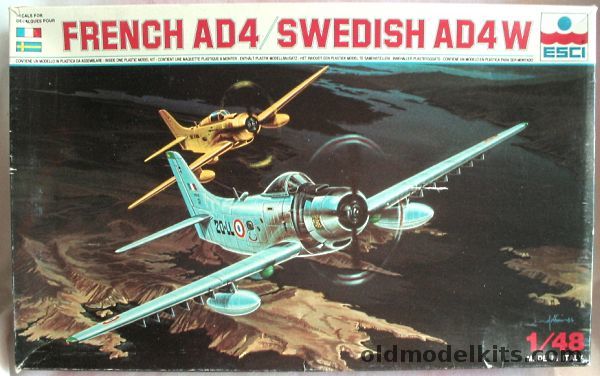 ESCI 1/48 French AD-4 or Swedish AD-4W Skyraider, 4076 plastic model kit